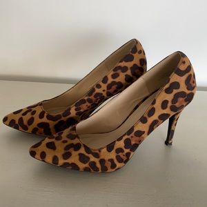 Suede leopard print heels- 7.5. Gently used